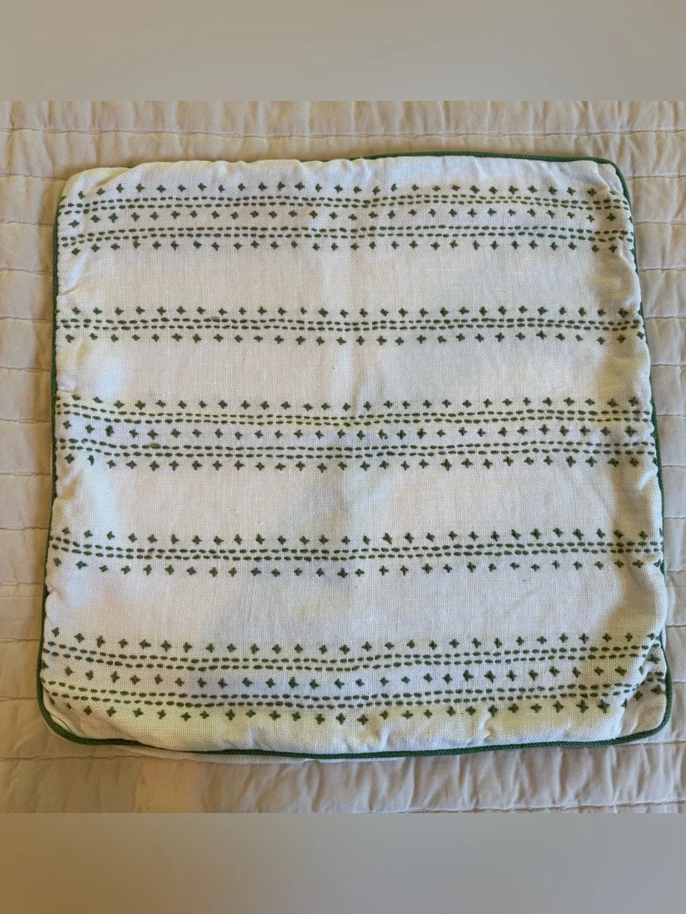 Serena & Lily Catania Moss Green Embroidered Accent Pillow Cover 22x22